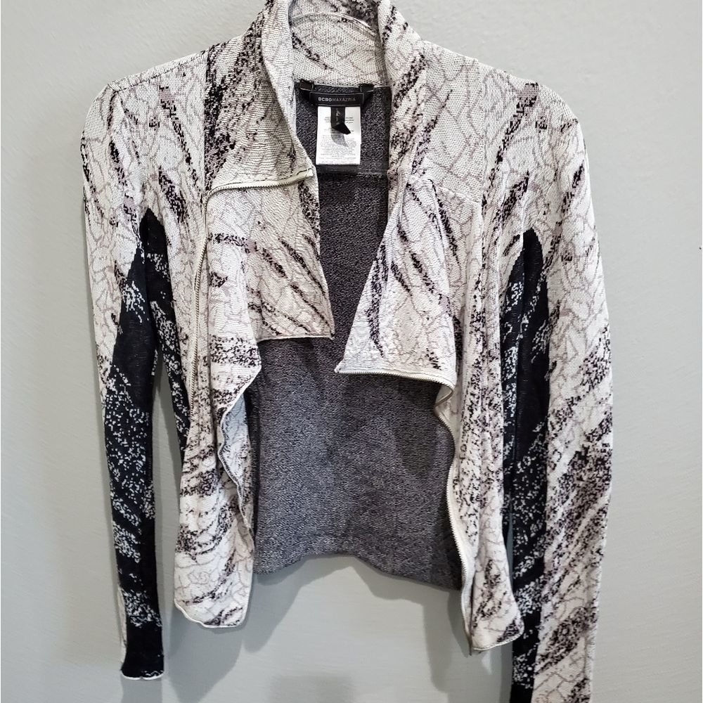 NWT BCBGMAX moto sweater blue/grey - Picture 2 of 4